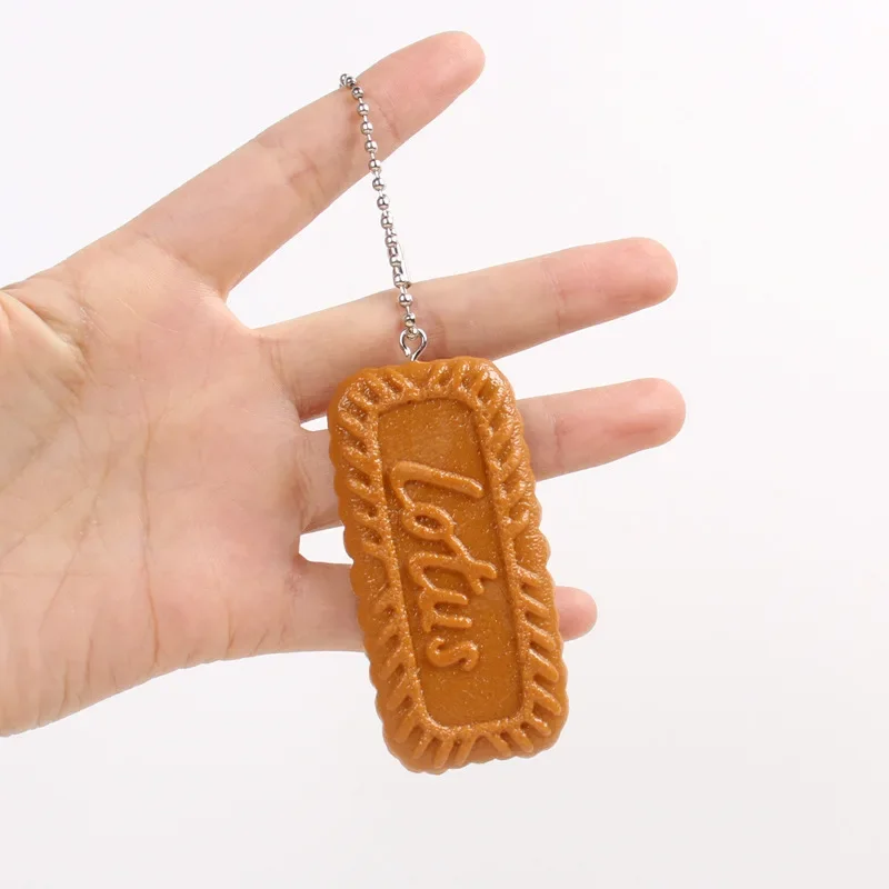 Caramel Biscuit Keychain New Simulation Food Dessert Toy Model Keychain Car Phone Bag Pendant Trinkets Gift Ornaments Llaveros