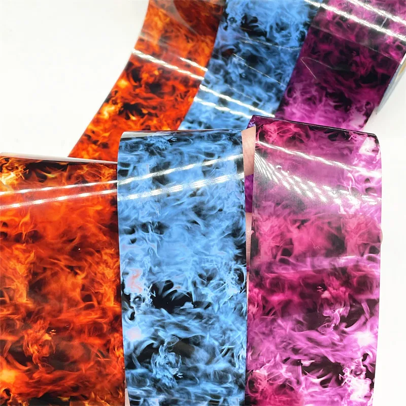 Carta di trasferimento della stagnola del chiodo della stampa del leopardo fogli di arte del chiodo ambra fiamma animale per le decorazioni di arte delle unghie del fuoco decalcomanie di Sanke