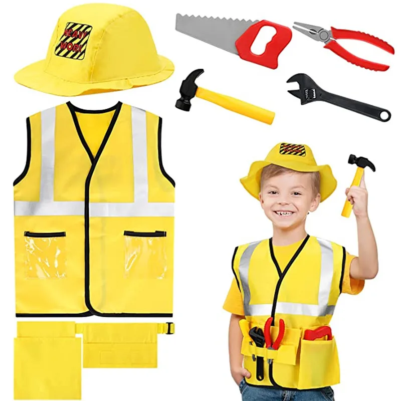 Disfraces de trabajadores de la construcción para niños pequeños, ropa de vestir, juegos de herramientas de construcción, el mejor regalo para niños