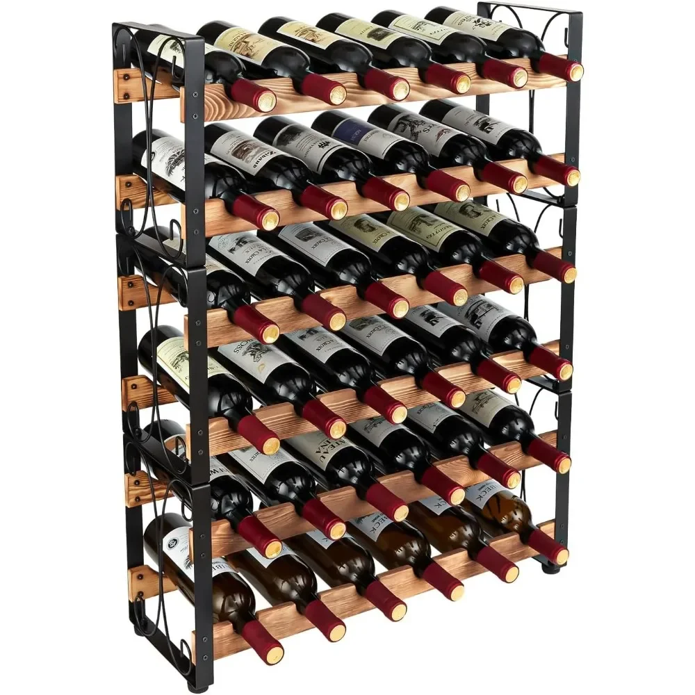 

Stackable 36 Bottle Wine Rack, Freestanding Floor Stand Can Used Separate or Stacked 6 Tier Wobble-Free 24.5L x 8.6W x 33.4H