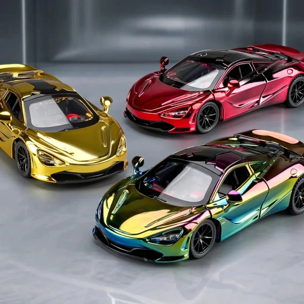 รถโมเดลซูเปอร์คาร์อัลลอยด์ 720S สเกล 1:32 ของเล่นแบบหล่อขึ้นรูป ประตูเปิดได้ มีเสียง มีไฟ ดึงหลังวิ่งได้ ของเล่นจิ๋วสำหรับเป็นของขวัญวันหยุดให้เพื่อน