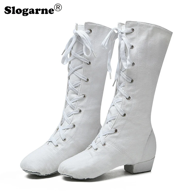 Pole Dance Boots Women Canvas Jazz Dance Boots Girls Ballet Dance Shoes Pole Dancing Kids Latin Tango Waltz Ballroom Dance Shoes