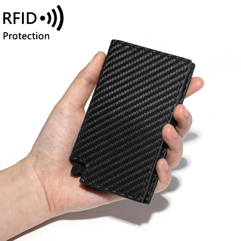 

Short Clutches Handbag Credit Card Holder Automatic Pop Up Wallets Money Clips Carbon Fiber Clutch Bag Hand Bags Card Holders