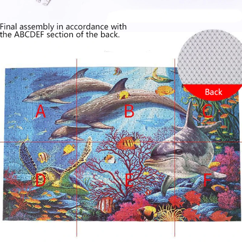 75*50cm 1000pcs Jigsaw Puzzle Undersea World Animals Series Home Decoration Painting Adult Stress Relief Educational Toys