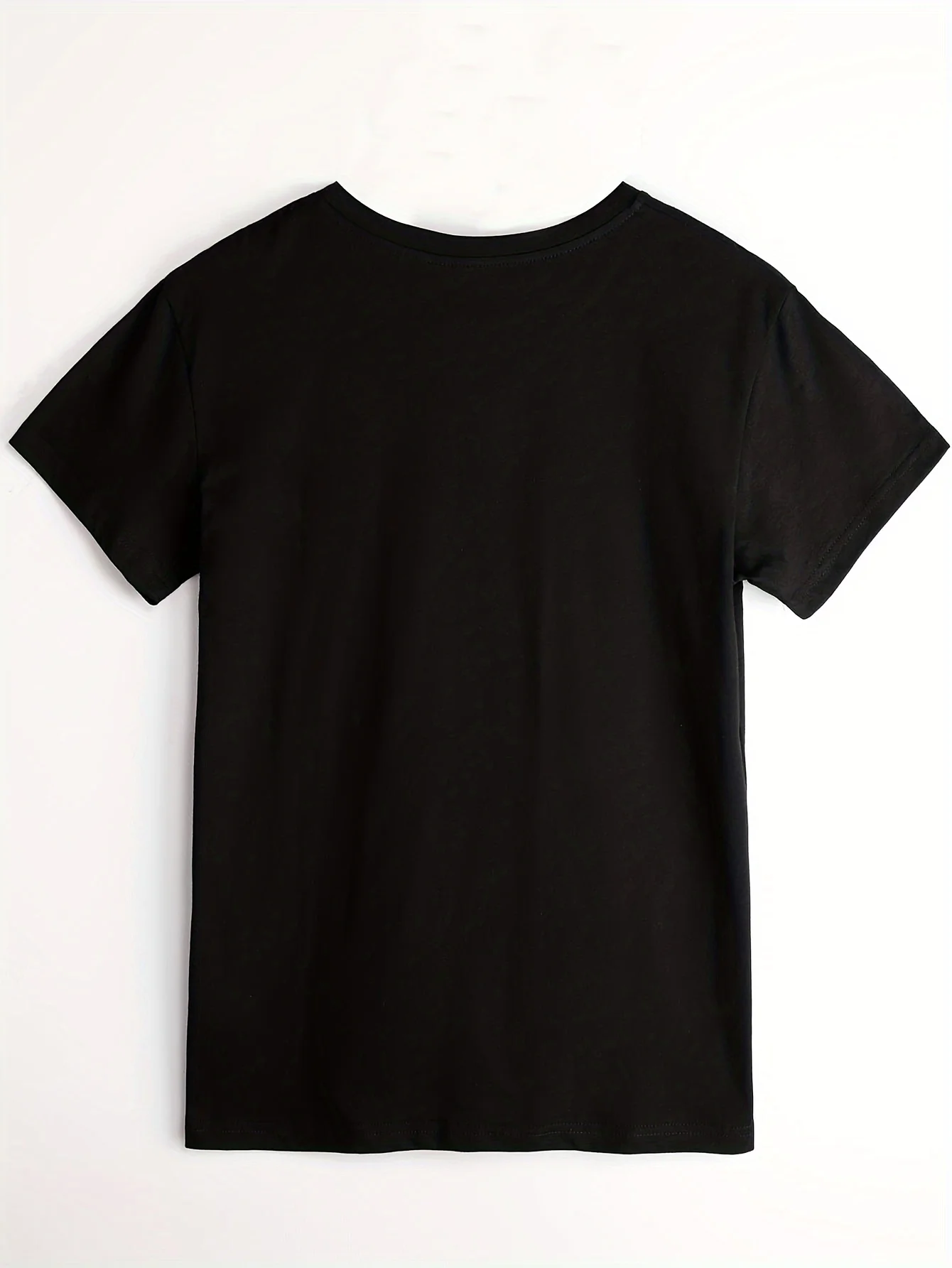 여성 플러스 사이즈 블랙 하트 모양의 진주 프린트 티셔츠 - 캐주얼 라운드 넥 반팔, 여름 패션 캐주얼 탑