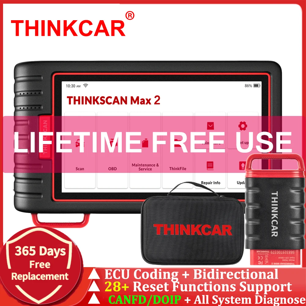 

THINKCAR ThinkScan Max 2 Full System Diagnostic Tools Lifetime Free AF DPF IMMO 28 Reset ECU Coding OBD2 Scanner Support CANFD