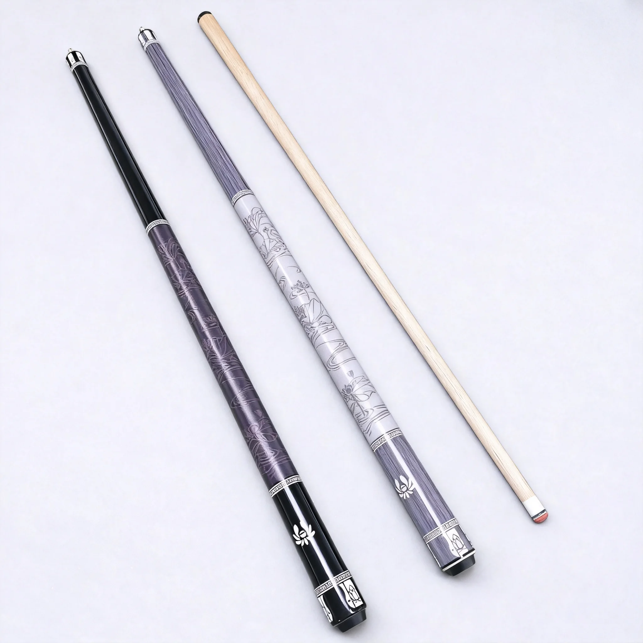 High Quality 1/2 Split Billiard Cue, Maple Wood Construction with Chinese Style Inlay, Premium Pool Stick