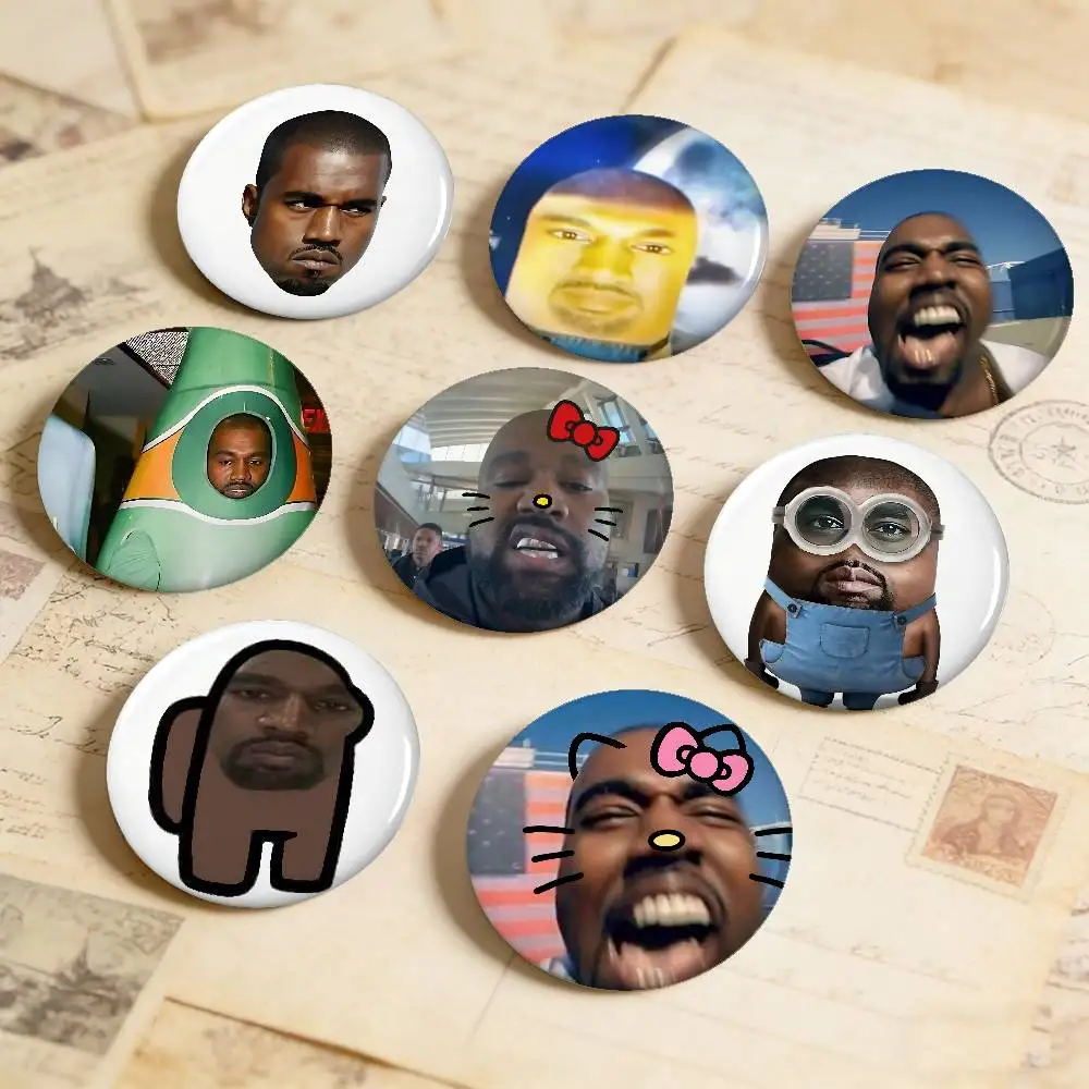Lustiges Kanye West Anime Rundes Laser-Abzeichen Cartoon-Brosche Kleidung Rucksack Accessoires Reversnadel
