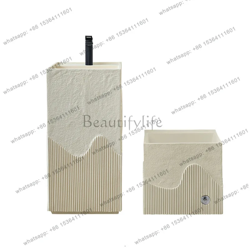 Outdoor courtyard integrated wash basin B & B vertical wash basin cream wind art column basin