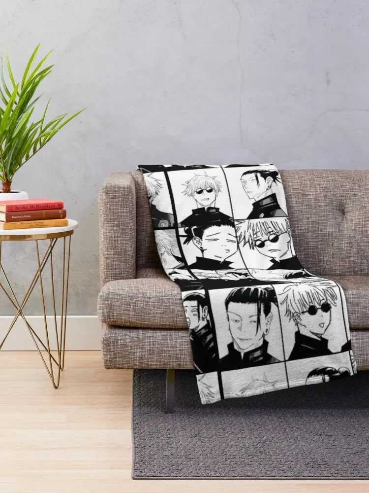 geto x gojo collage- manga panel Throw Blanket Hair Multi-Purpose sofa bed Polar Blankets