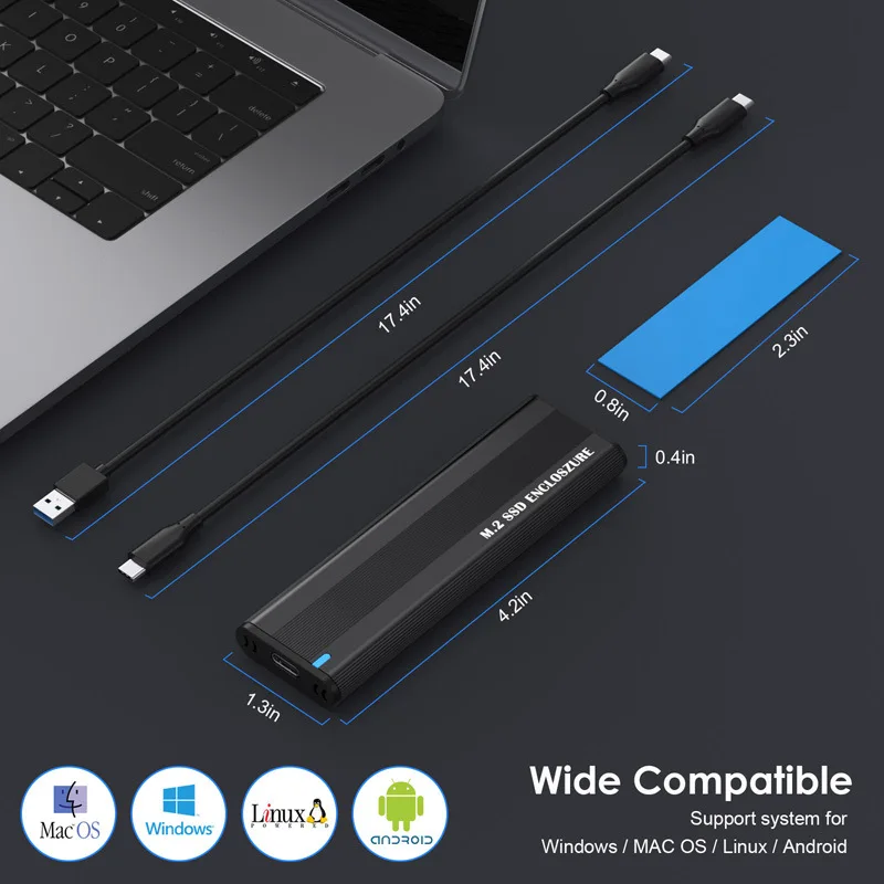 Caja SSD M.2 NVMe de 10Gbps, protocolo Dual NVME SATA M.2 a USB tipo C 3,1, adaptador SSD para NVME PCIE NGFF SATA SSD, caja de disco