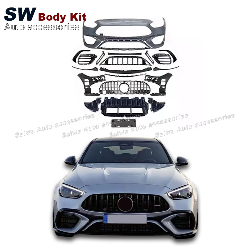 

SW C63 S AMG Style Front Bumper For Mercedes-Benz C-Class W206 Upgrade Modification C63 W206 Car Bumper Grille Auto Parts 2022+