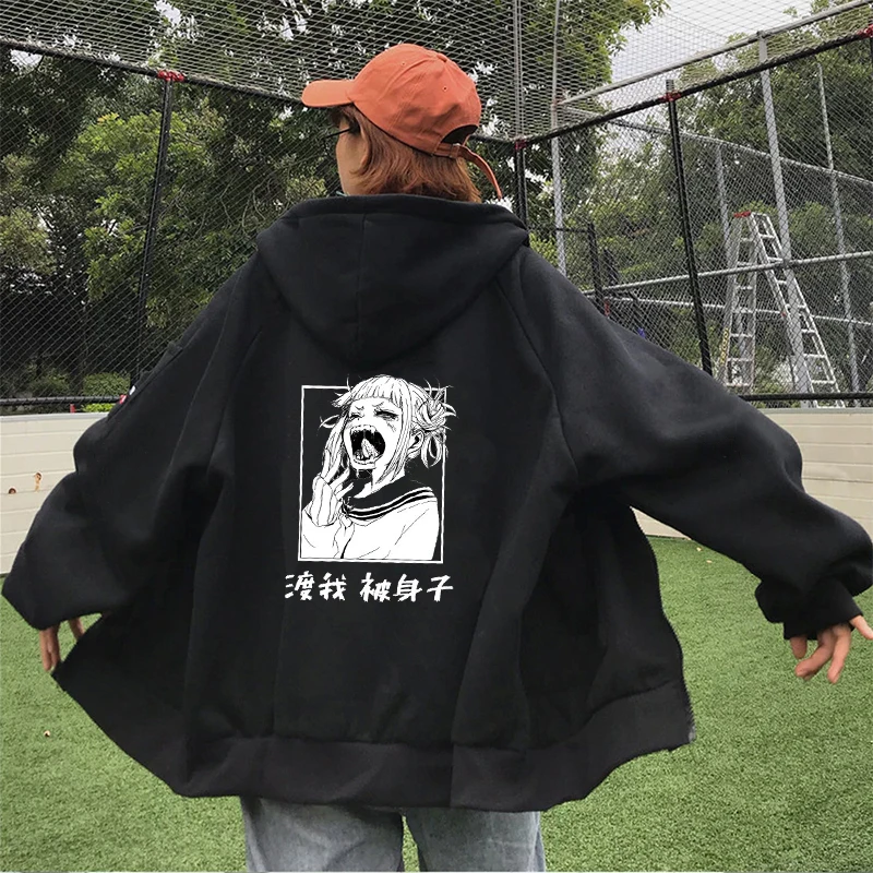 Manga My Hero Academia Himiko Toga Zipper Hoodies For Men Women Oversized Long Sleeves Sweatshirt Harajuku Zip Up Jacket Coats