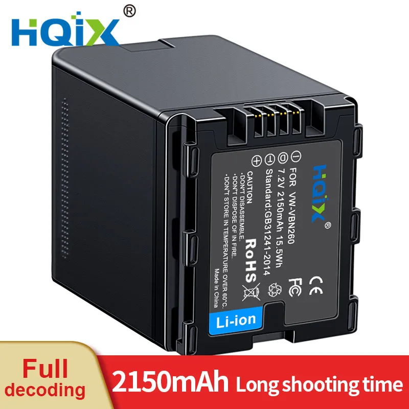 

HQIX for Panasoinc HC-X920M X900MGK HDC-SD800 SD900 TM900 HS900 Camera VW-VBN260 Charger Battery