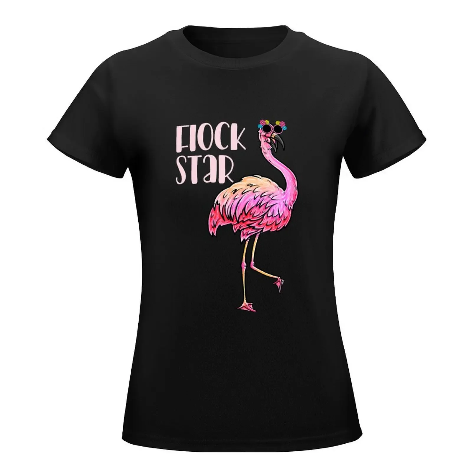 Flamingo Tshirt for Women - Flock Star T-Shirt Female clothing Short sleeve tee white t shirts for Women