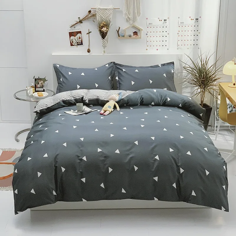 100% Cotton Bed Duvet Cover Nordic Style Printing for Cotton Bedding Capa Para Edredom Duvet Single Queen King Size Solid Color