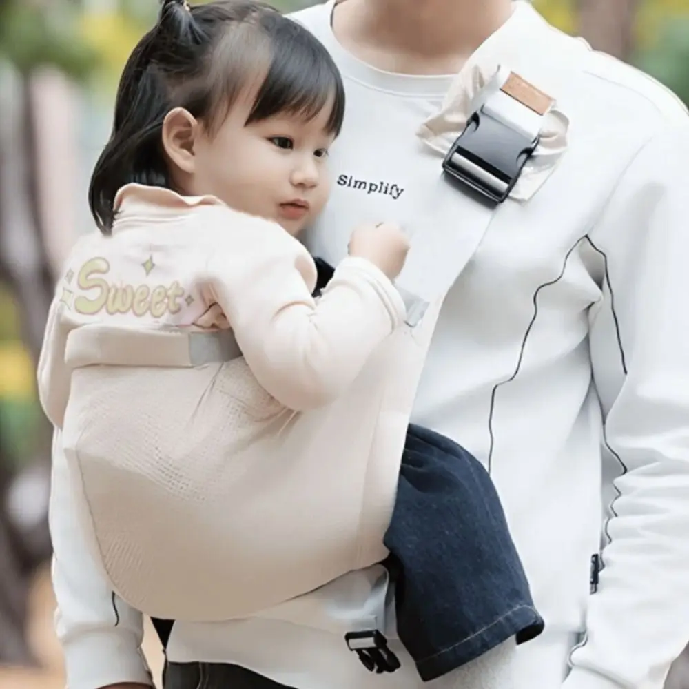 เป้อุ้มเด็กแบบผ้าพันตัวสีพื้น ปรับได้ กระเป๋าอุ้มเด็กแบบคาบกวาง ผ้าคล้องไหล่สำหรับเด็กแรกเกิด แบบตาข่าย สำหรับอุ้มด้านหน้า