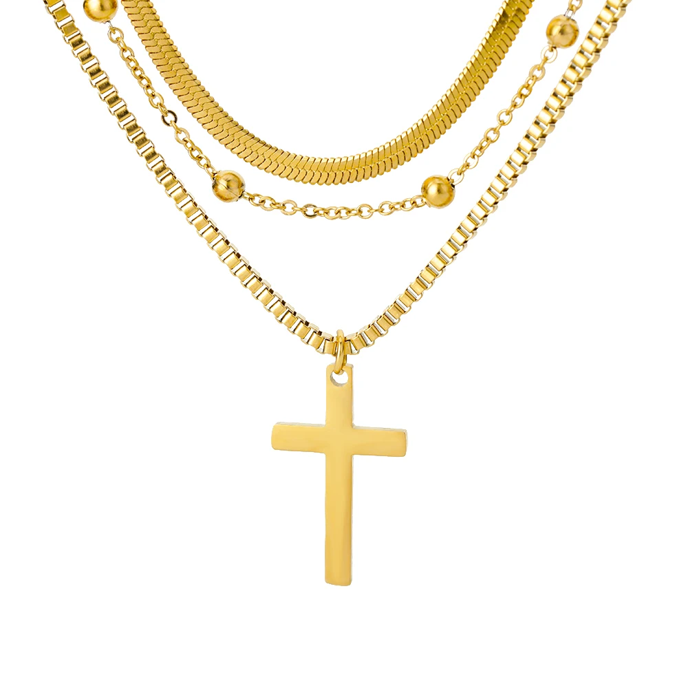Edelstahl Jesus Kreuz Halskette Für Frauen Männer Gold Farbe Caravaca Engel Kruzifix Charme Halsband Rapper Schmuck Hip Hop Geschenk