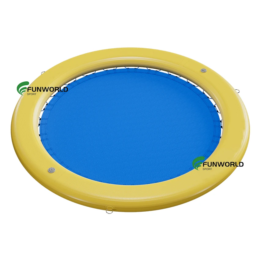 Funworldsport Customized Stable Inflatable Sunchill Round Water Floating Pad Float Ring With Electric Air Pump