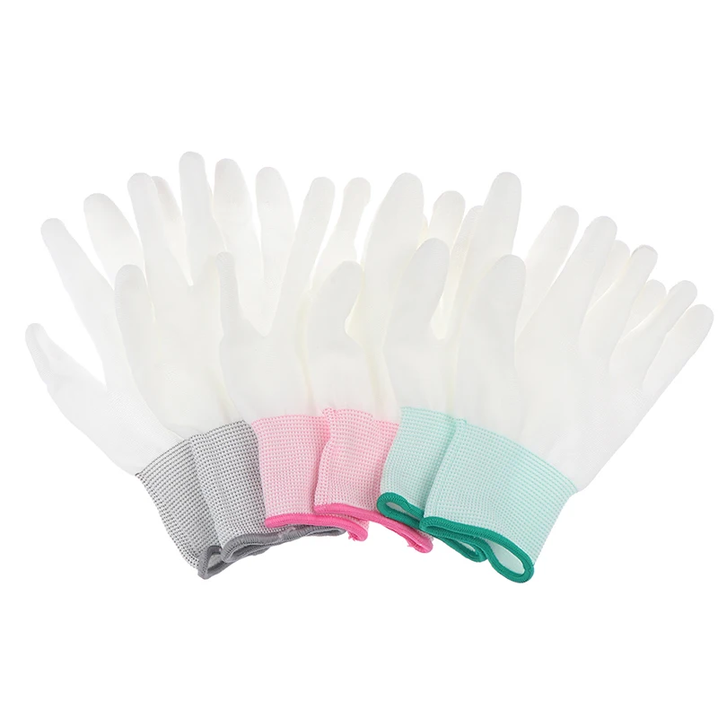 1pair New Antistatic Gloves Anti Static ESD Electronic Working Glove White Anti-static Dipping Glue PU Coated Finger Gloves