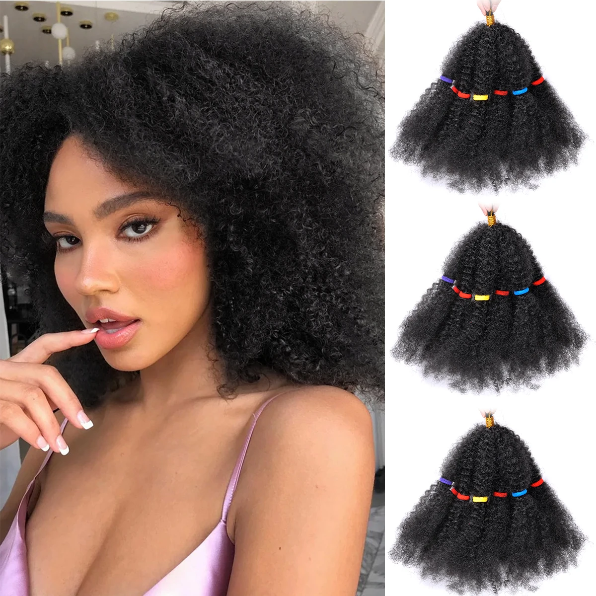 Braids Hair Afro Kinky Bulk Afro Curly Synthetic Hair Short 12