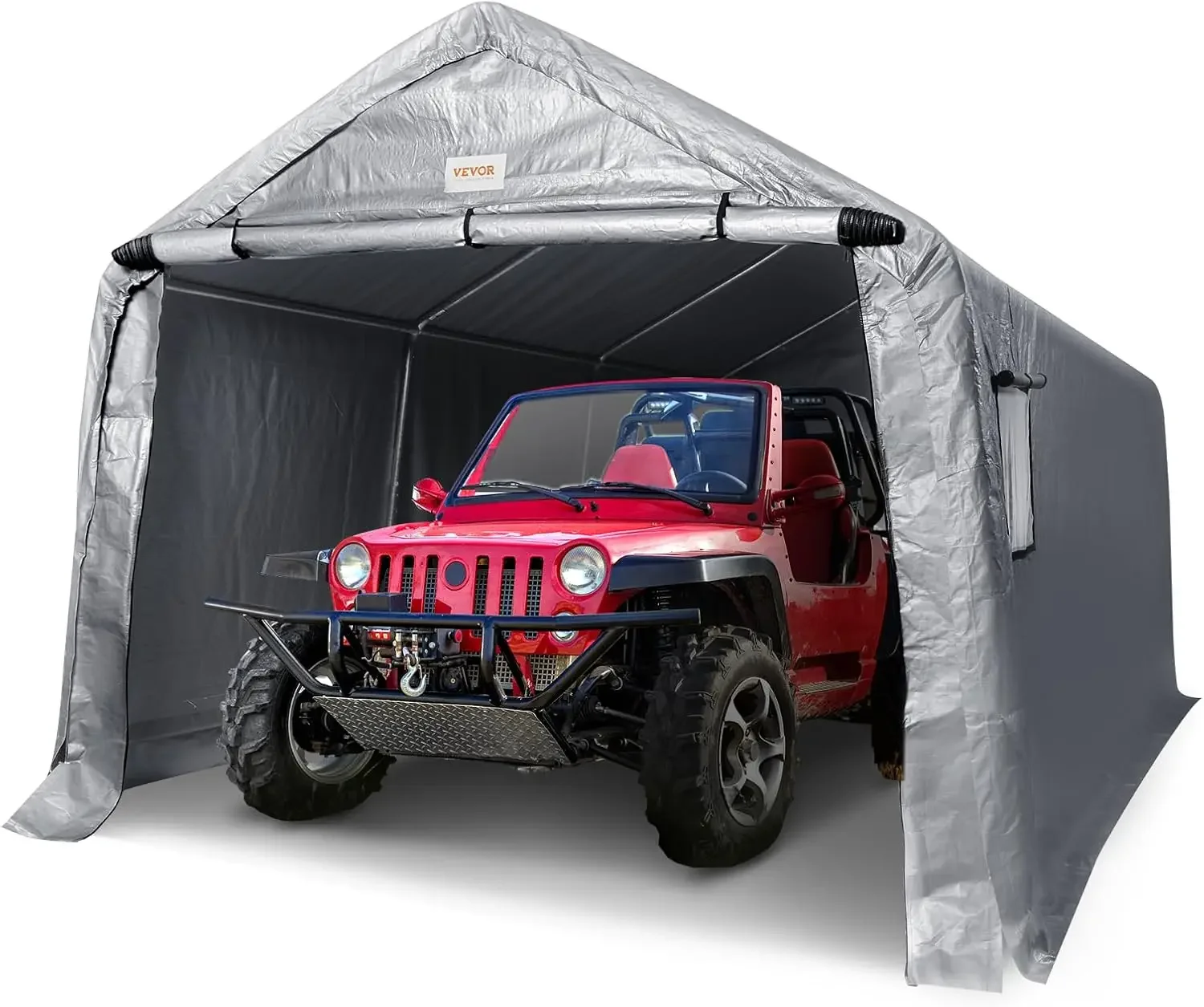 10x15 ft Instant Garage Portable Carport Car Canopy, Outdoor Portable Storage Shed with Roll-up Zipper Door