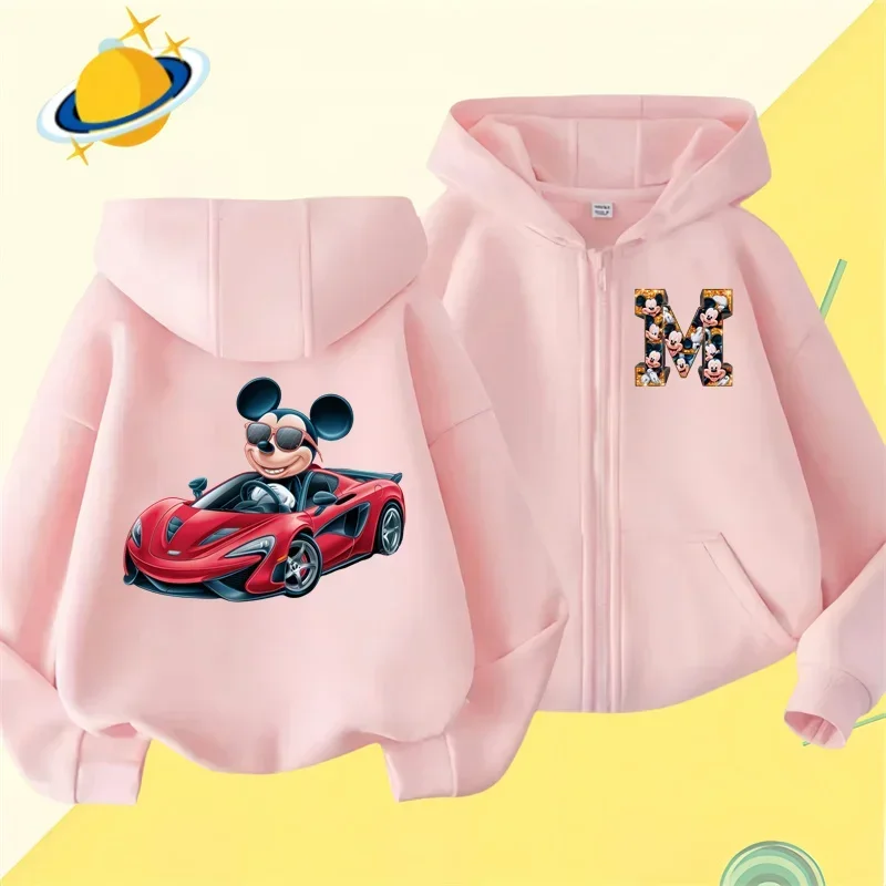 Mickey Mouse zipper hoodie Boys Girls Sweatshirt Autumn and winter long sleeve Harajuku Jumper series sewn casual hoodie