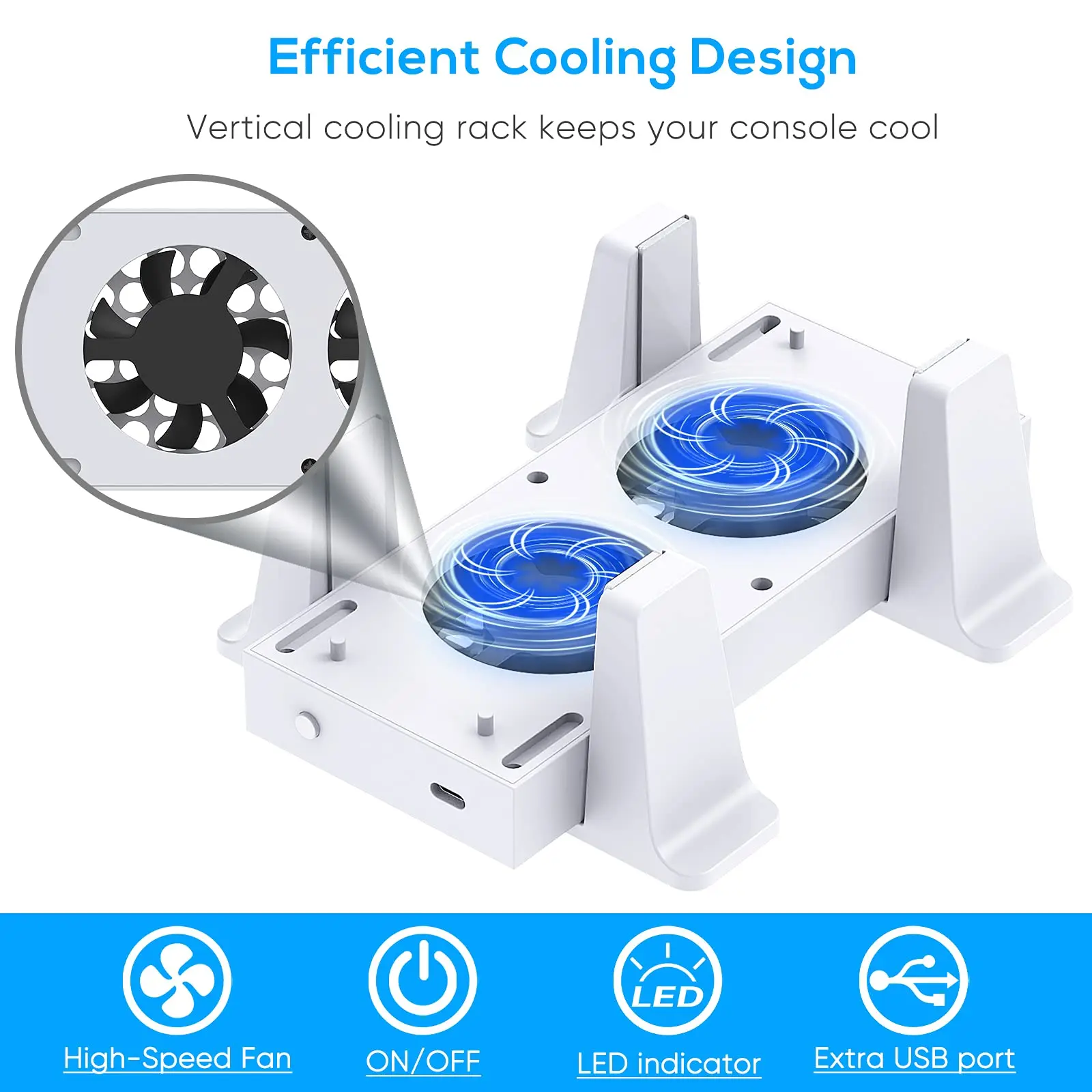 for Xbox Series S Cooling Fan Console Vertical Stand Holder External Cooler 2 USB Ports Fans 3 Speeds for Xbox Series S Console