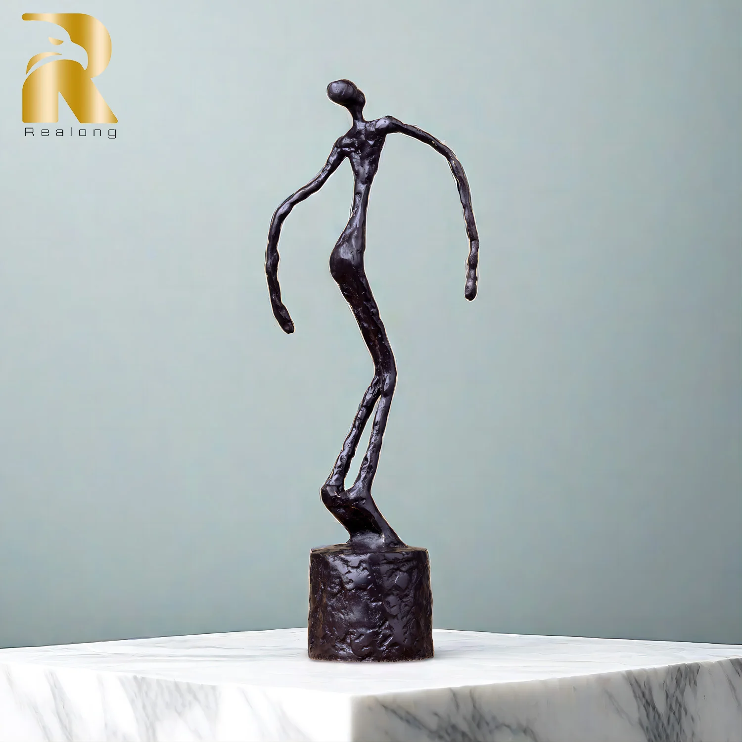 Abstract Bronze Statue Inspired by Giacometti Vintage Bronze Sculpture Handmade Casting Art Crafts For Home Decor Collections