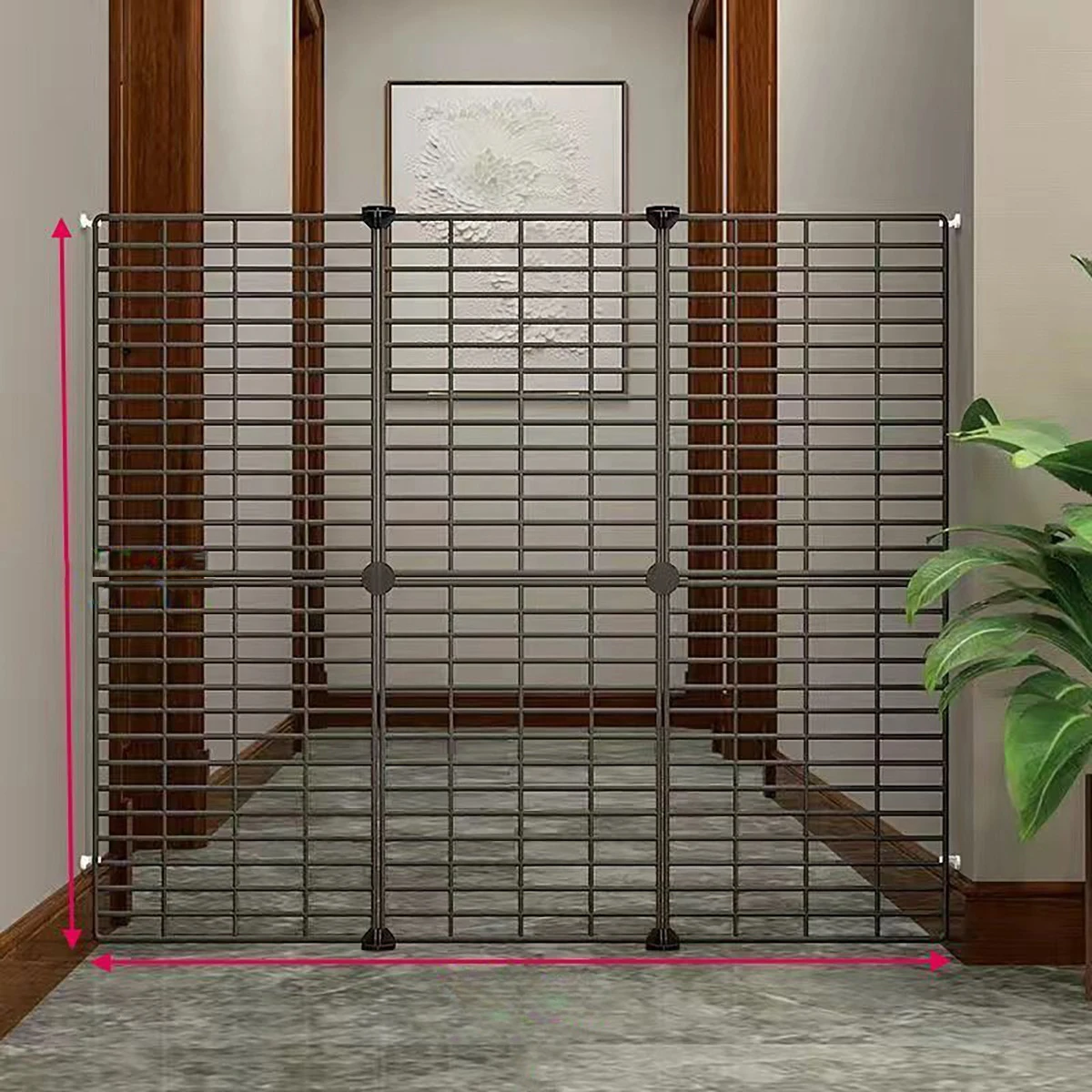 Cat Gate Barrier, No-Drill Cat Gate Barrier, Wire Mesh to Block Dogs, Isolation for Doorways, Stairs, Balconies, Pet Fence