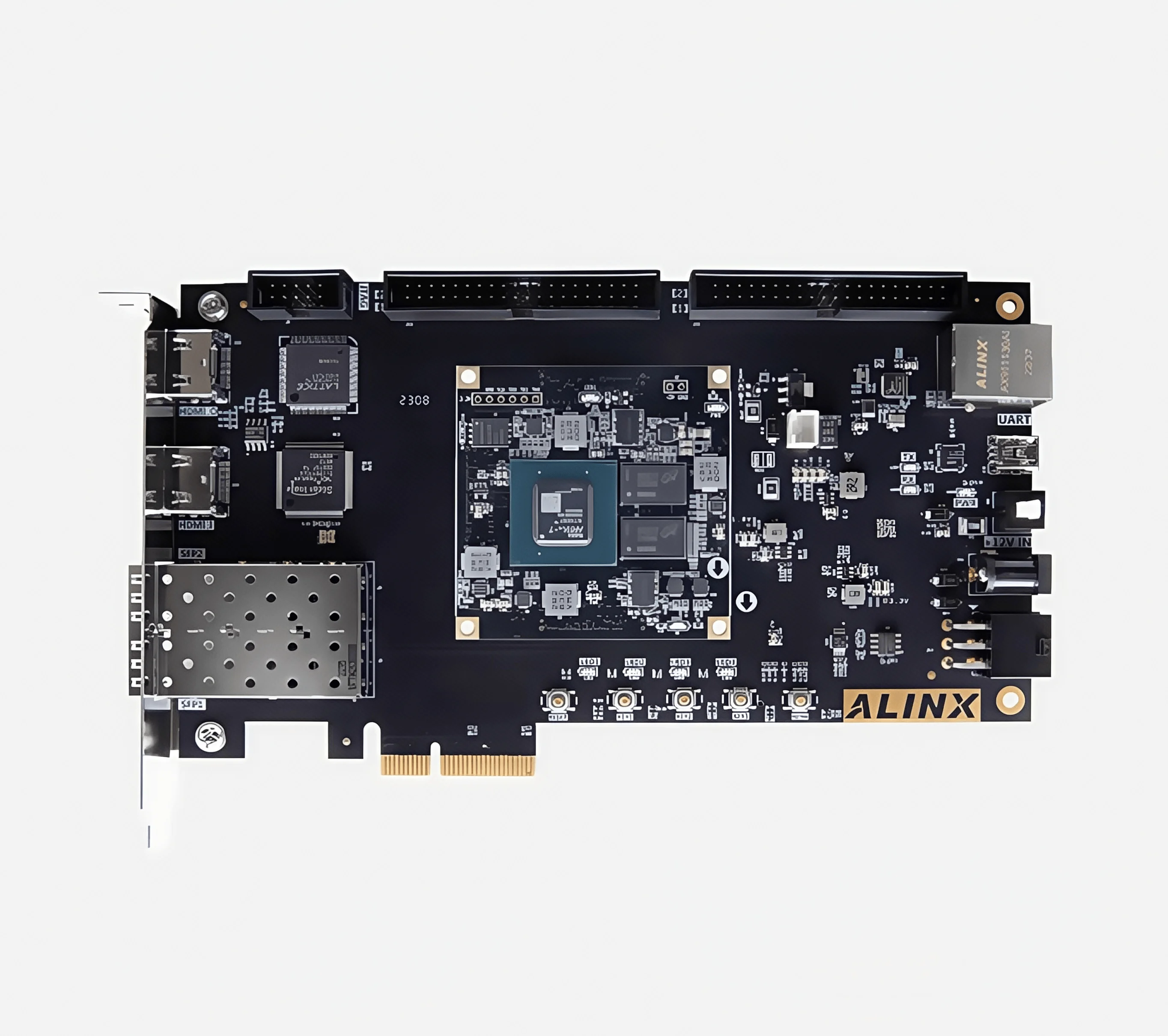 

ALINX Black Gold Xilinx Artix7 FPGA Development Board PCIe Fiber 7A200 7200 XC7A200T AX7A200