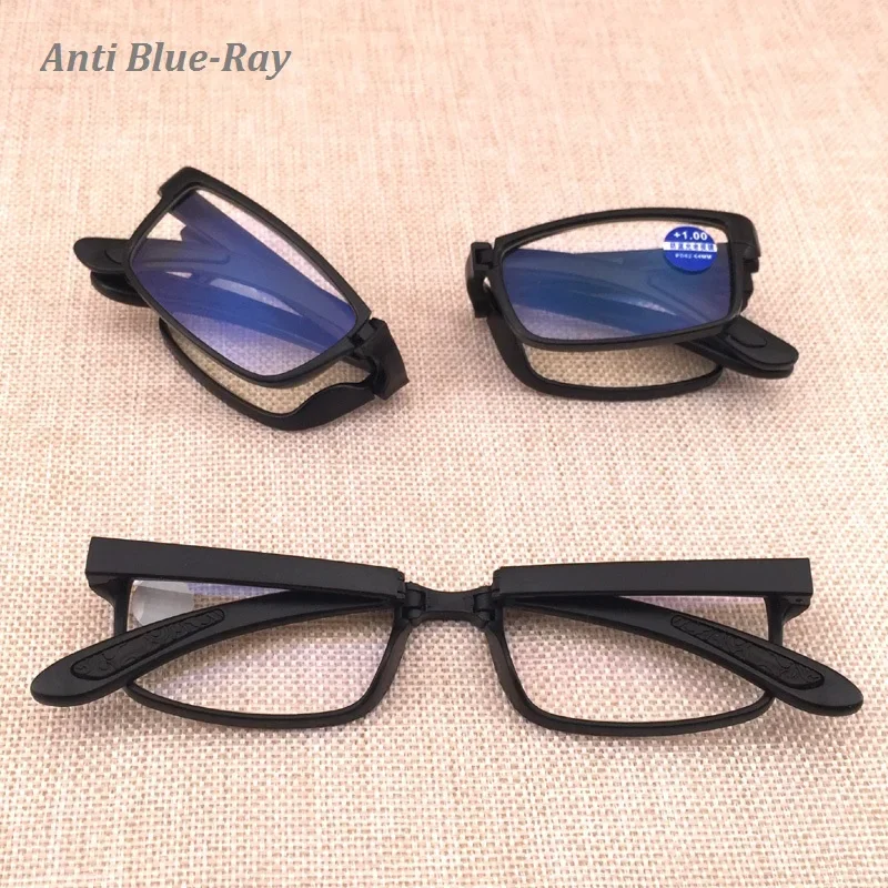 Anti Blue Ray Folding Reading Glasses for Men and Women - Foldable Diopter Optical Computer Eyeglasses Goggles