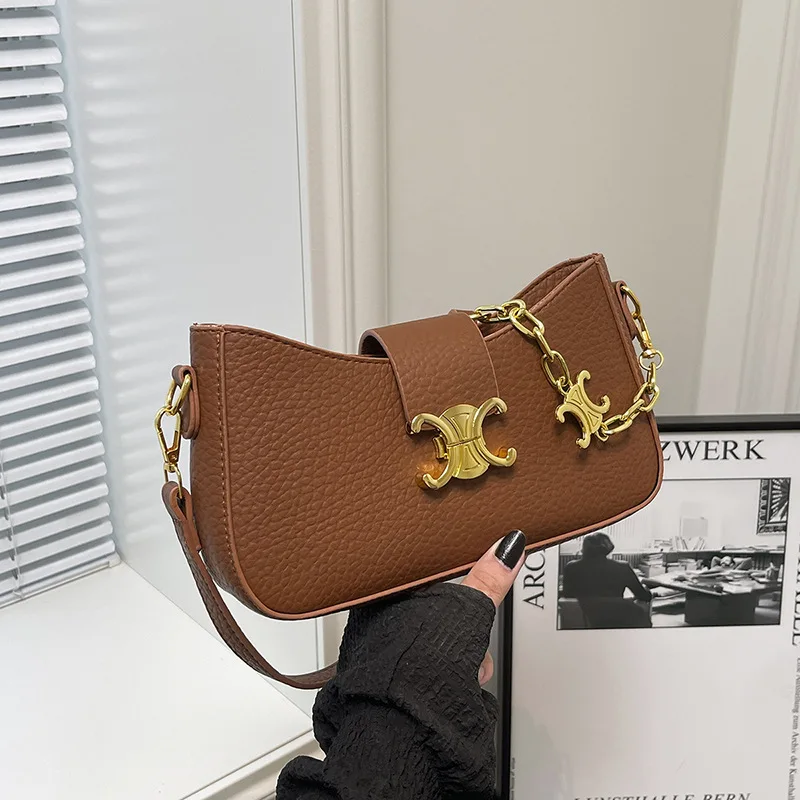 

Новая женская модная сумка 2025 года — нишевая интернет-сумка для подмышек High-Sense, модная ретро-сумка через плечо/через плечо