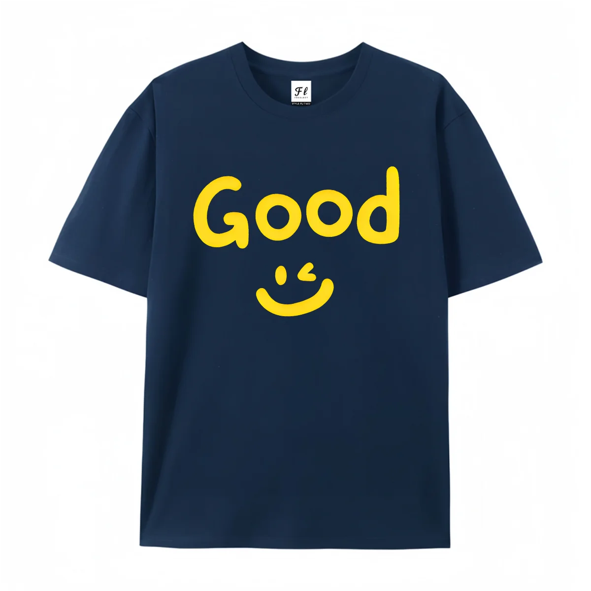 Cute Good Wink Smiley Face Graphic T Shirt Unisex Casual Short Sleeve Tee Yellow Handwritten Font Smile Print Loose Summer Tops