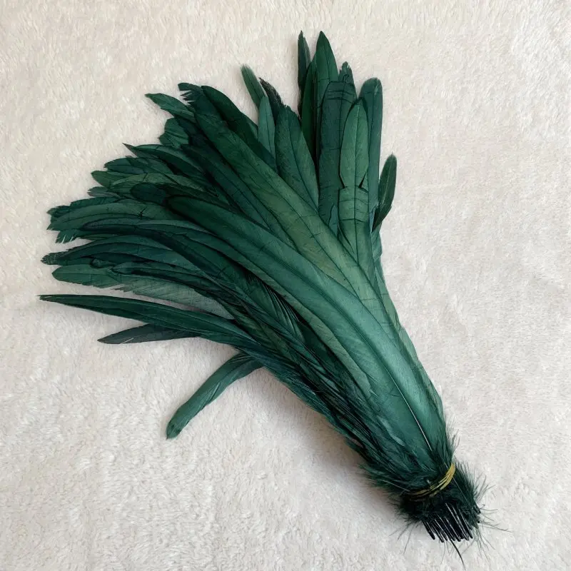 Wholesale 100pcs Rooster Tail Feathers Blackish Green  25-45cm Natural  Plumes Beige DIY Cock Clothing Jewelry Accessories Party