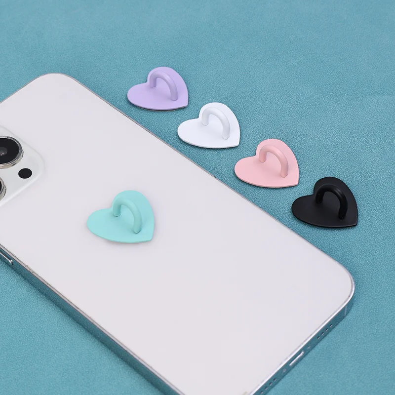 Kawaii Adhesive Metal Heart Phone Charm Holder Mobile Phone Case Finger Ring Stand Hook Buckle Clasp Bear Keychain Pearl pendant