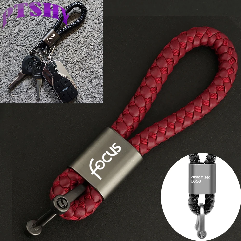 For Ford Focus St LINE Stline Kuga Fiesta Mondeo Edge Kuga Car Accessories Custom LOGO Braided Rope Keyring Metal Keychain