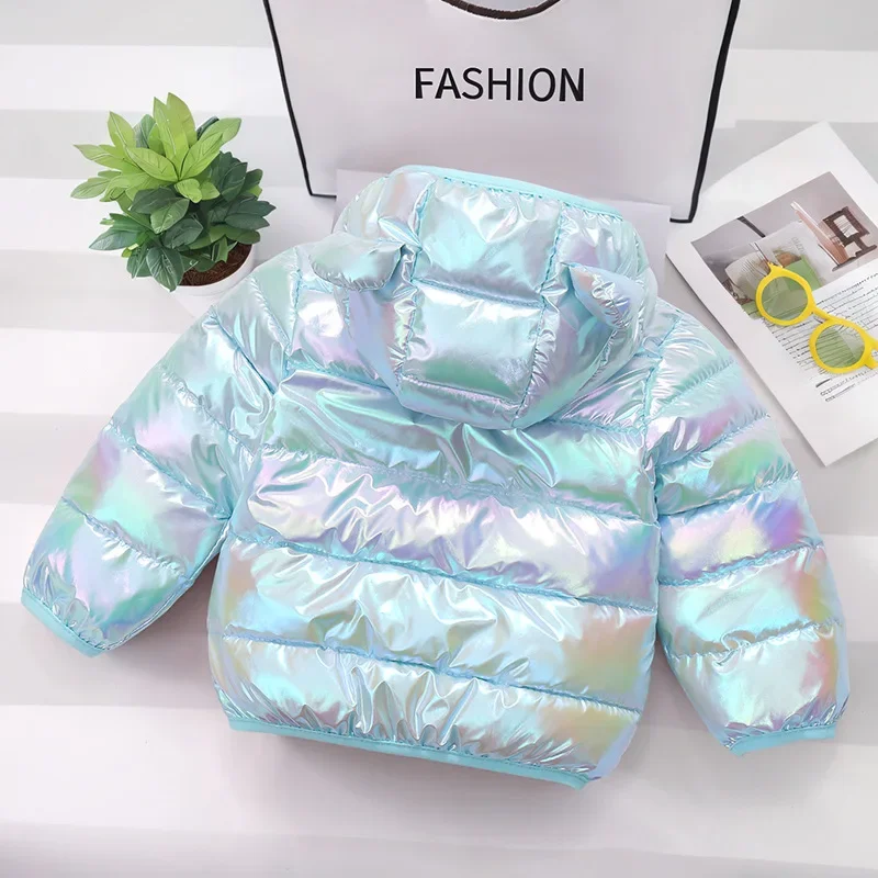 جديد طفل بنين بنات مقنعين سستة خفيفة الوزن أسفل السترات الاطفال القطن مبطن الصلبة معطف الأطفال الخريف الشتاء ملابس خارجية دافئة #3