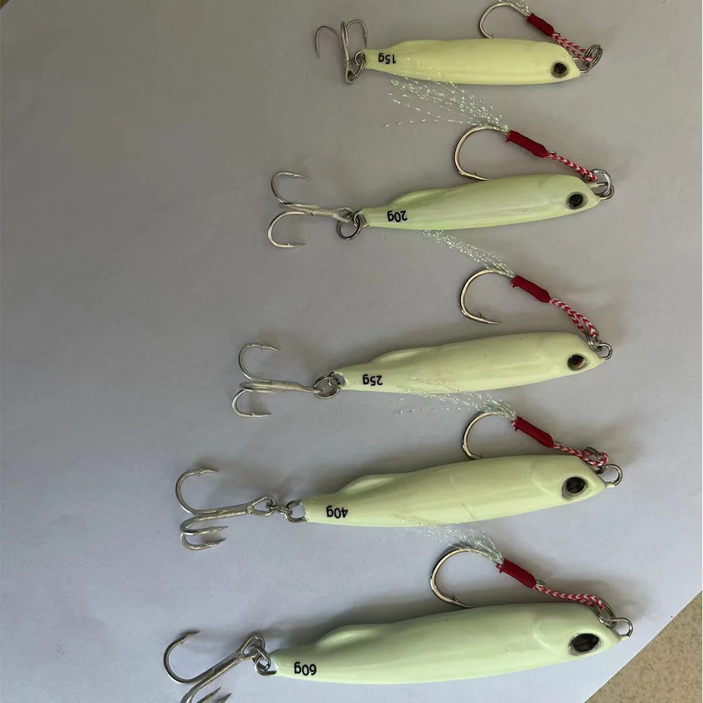 1PC 10g 15g 20g 25g 30g 40g 60g Luminous Metal Jig Lure Slow Jig Offshore Casting Jigging Lure Sea Fishing Spoon Artificial Bait