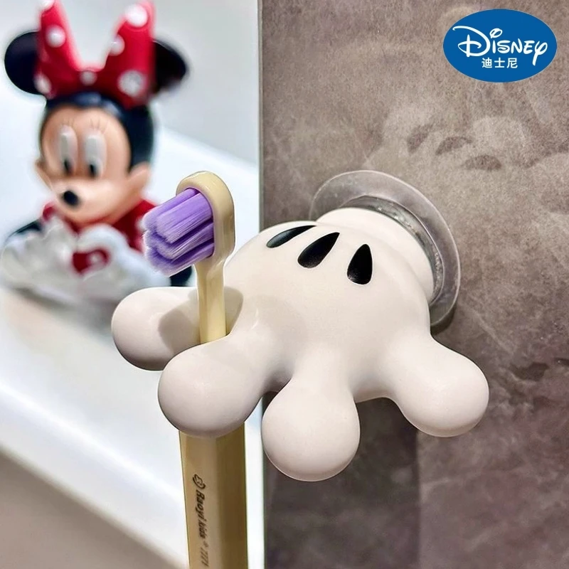 Disney Mickey Cartoon Palm Suction Cup Bathroom Moisture-Proof Toothbrush Towel Rack Multifunctional Data Cable Storage Hook