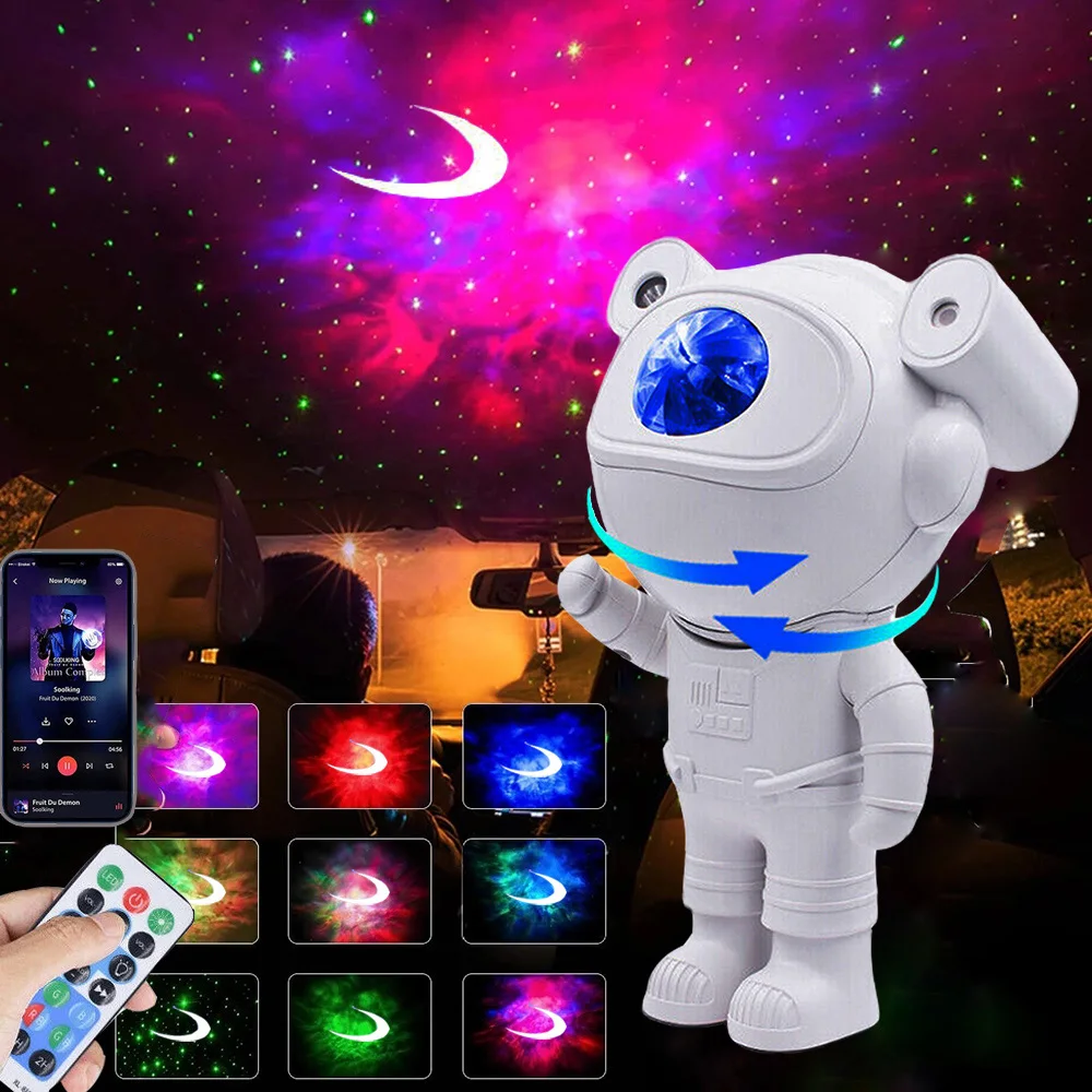 

Astronaut Starry Projector Bluetooth Night Light Adjustable 8 Modes Porjector Lamp Aurora Atmosphere Home Decoration