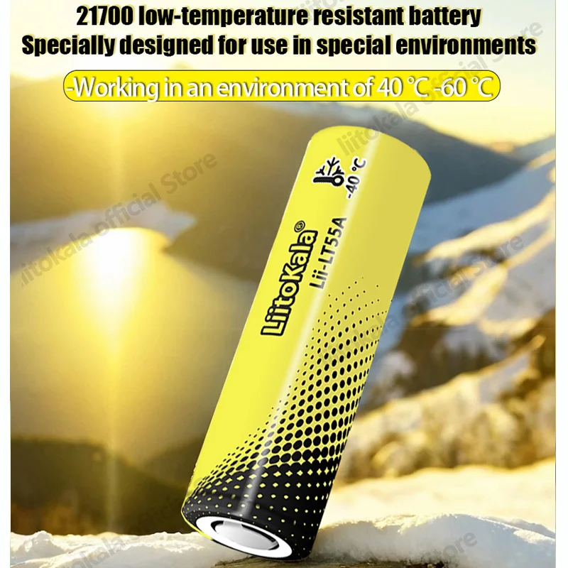 10PCS LiitoKala Lii-LT55A 21700 5500mah 3.7V Rechargeable Battery 1C High Power Discharge for -40° Low-temperature battery