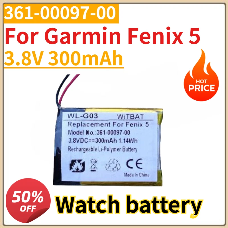 

New High Quanlity 3.8V 300mAh Replacement Battery 361-00097-00 For Garmin Fenix 5 Replacement Battery