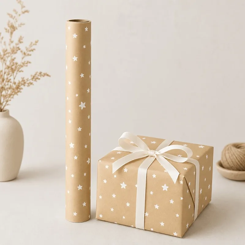 Thickened Gift Wrapping Paper Roll With Stars, Birthday Christmas Gift Wrapping, Party Decoration Handmade Bouquet Wrapping.