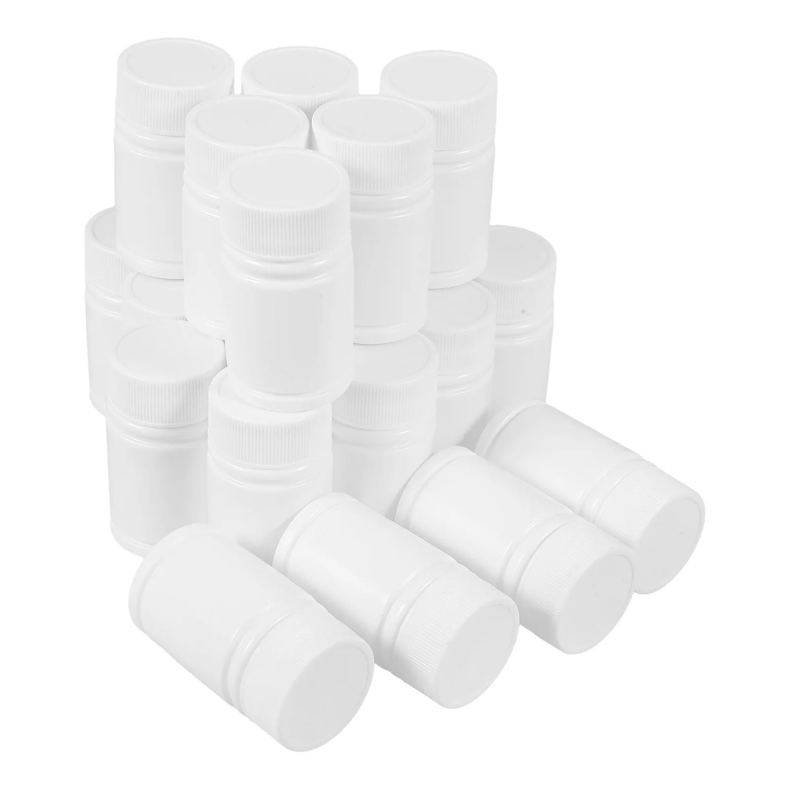 

20pcs 20Ml White Plastic Empty Medicine Containers Portable Tablet Case Refillable Dispenser Screw Cap Seal Sample Jar For Pills