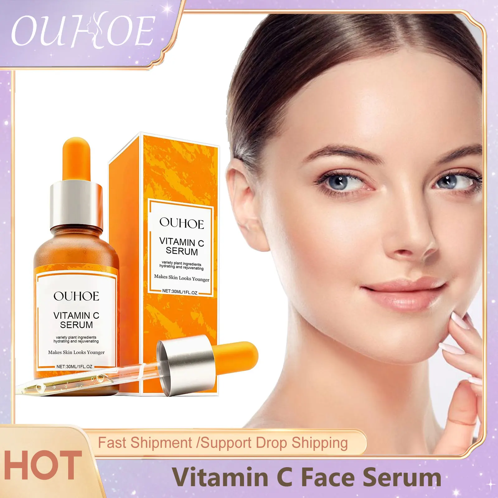 

OUHOE Vitamin C Face Serum Vitamin E for Skin Firming Rejuvenation Moisturizing Brightning Face Shrink Pores Retinol Face Serum