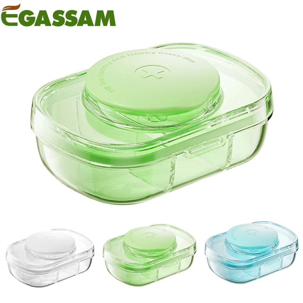 1PCS Pill Cutter Splitter for Small or Tiny Pills, 2-in-1 Travel Pill Box & Pill Splitter 3 Compartments Organizer