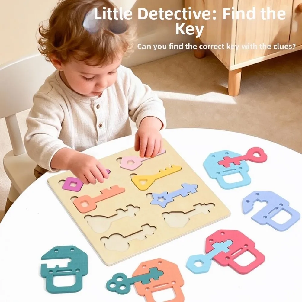 Wooden Locks Keys Baby Lock Key Matching Puzzle Shape Matching Lock Key Game Fine Motor Skills Training Colors Cognitive