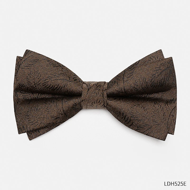 High Quality Coffee Colored Leaf Patterned Bow tie For Men's Wedding Banquet Personalized and Fashionable Bow Tie Pocket Towel