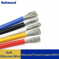 1M/5M Heat-resistant cable 30 28 26 24 22 20 18 16 15 14 13 12 10 AWG Ultra Soft Silicone Wire High Temperature Flexible Copper